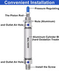 16mm Bore Pneumatic Cylinder With 50mm Stroke, Double Acting Single Rod, labeled parts for installation, MAL16x50 Air Cylinder.