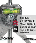 Jackson Safety pipe marker centering tool with built-in dial bubble protractor and 4-inch Y-type head