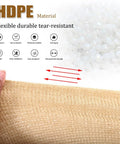 Hands holding HDPE mesh illustrating features of Dope Outdoor Sun Shade Cloth Mesh Tarp with Grommets for Patio, Garden, Greenhouse and Pergola
