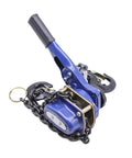 Heavy Duty 1 Ton Manual Chain Hoist With Pulling Wrench And Hand Lifting Hook For Easy Portable Inverted Tightening Up To 3 Meter Length with blue handle and chain.
