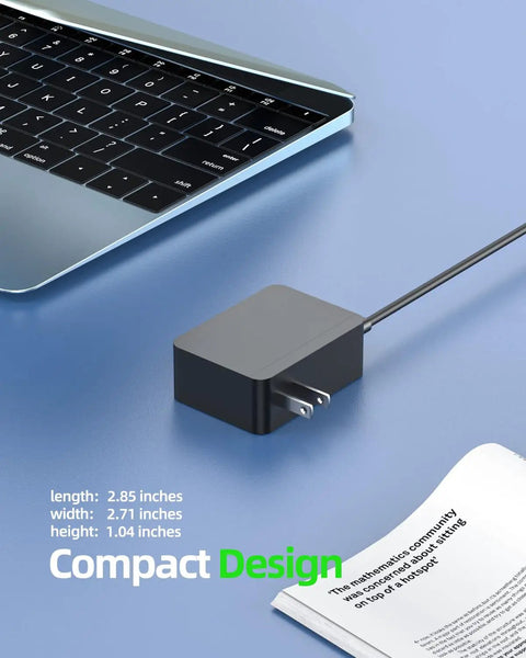 Replacement Charger For Cordless Vacuum V6 V7 V8 Compatible With V6 V7 V8 Models Safe No Fuss Charge shown next to laptop