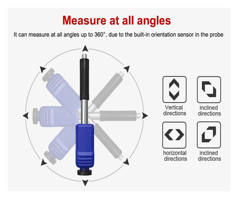 Pro Grade Portable Digital Hardness Tester For Metal Steel And Alloys Built Tough with 360-degree measurement capability.
