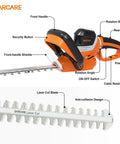 Corded Electric Hedge Trimmer With 4.8 Amp Motor 24 Inch Dual Action Laser Cut Blade For Efficient Hedge Shaping 18 mm Cutting Capacity Rotary Handle Blade Cover Included