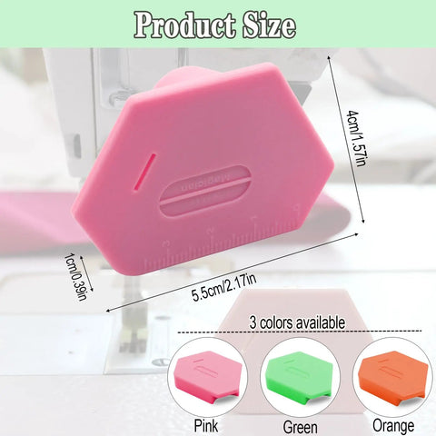 Pink magnetic seam guide with scale for sewing machine, part of 3PCS Magnetic Seam Guide For Sewing Machine, Multifunctional Polygonal Hemmer Guide With Scale, Universal Sewing And Quilting Supplies Tools For Edge Binding, Alignment, And Precise Crease Pressing set.