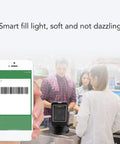 Omnidirectional 2D Barcode Scanner USB Wired Desktop Reader for retail stores, smartphone scanning interface shown