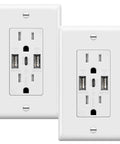Two-pack Three Port USB Wall Outlet With Type C And Two USB A Ports No Fuss 5.8A Total 29W 15 Amp Tamper Resistant Receptacle UL Listed