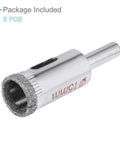 CoCud diamond core drill bit (side view), 15mm diameter, nickel-plated coating, for glass drilling, threaded shank