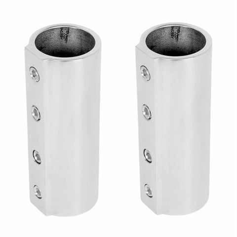 316 Stainless Steel Straight Pipe Fittings Connectors for Tubes and Pipes Boat Hardware 2 Pack shown front view