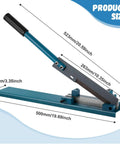 PVC Wire Duct Cutter Tool with handle, measurements shown, for open slot duct and cover cutting, 45 and 90 degree angles.
