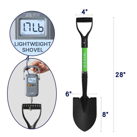 Kids Beach Shovel For Digging And Gardening 28 Inch Metal Shovel With Short Handle Durable Green for outdoor use, 1.7 lb weight.