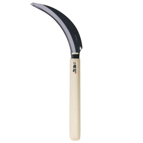 Go-To 6.7 Inch Japanese Serrated Garden Sickle With Razor Sharp Carbon Steel Blade For Harvesting And Weeding Made In Japan