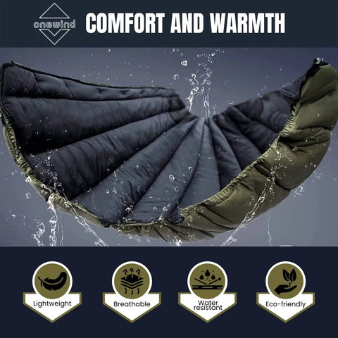 Ultralight Camping Hammock Underquilt With Sorona Insulation For Winter Camping Hiking And Backpacking, water-resistant OD Green