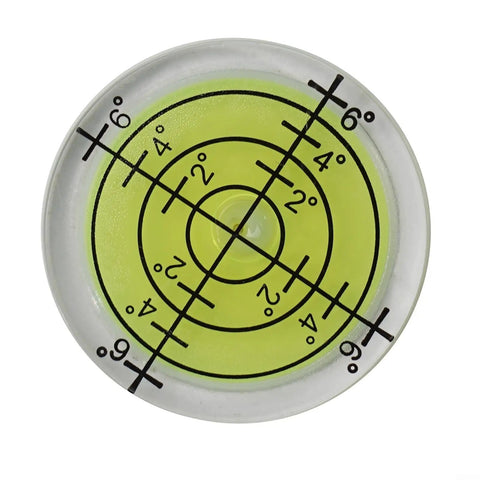 Ehlivhall 32Mm Round Bubble Level, High Precision For Acrylic with yellow-green liquid and black measurement lines.