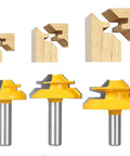 Killer 45 Degree Lock Miter Router Bit Set With Half Inch Shank And Hardcore Carbide Blades For Woodworking Joints and cuts