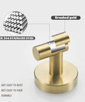Close-up of brushed gold finish stainless steel robe hook from Gold Bathroom Hardware Set With Toilet Paper Holder 24 Inch Towel Bar Towel Ring Robe Hook 4 Piece Wall Mount Kit Brushed Gold Finish Stainless Steel Rust Resistant Modern Durable Bathroom Accessories For Stylish Homes Must Have
