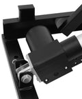 Close-up shot of the hydraulic mechanism on the Heavy Duty Electric Scissor Lift Table With No Sweat 130 Lbs Raising Action.