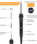 80W Soldering Gun Kit With LED Display Pro Grade Adjustable Temp From 356 To 968 F 180 To 520 C features and parts labeled
