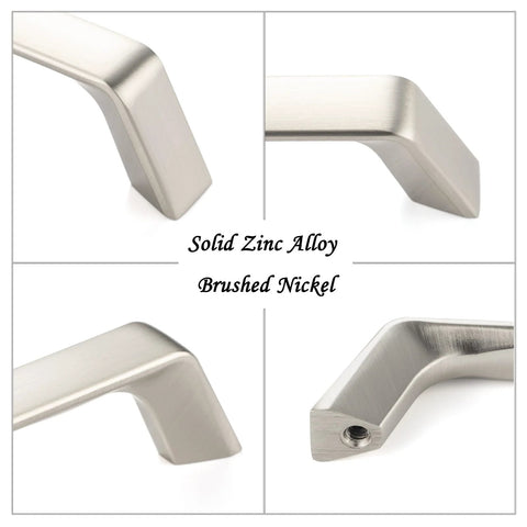 Close-up detail of 10 Pack 5 Inch Hole Centers Brushed Nickel Cabinet Pulls Zinc Alloy Hardware Durable Rust Resistant