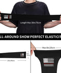 Premium Cooling Arm Sleeves With UV Protection And Ice Silk Fabric For Auto Mechanics And Workshop Crew Usa Flag Design showing size and elasticity details.