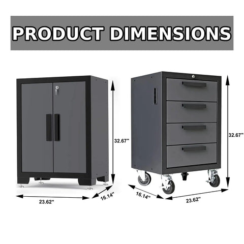 Product dimensions for 12 Piece Garage Storage Cabinet Set With Lockers Shelves Wood Workbench And Wall Cabinets For A Spotless Workshop