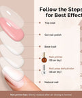 Application steps for 2 Pack Nail Dehydrator And Primer Duo For Pro Grade Adhesion Hema Free And Acid Free Primer For Gel Polish