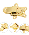 Stylish Vintage Zinc Alloy Duckbill Toggle Latch Set With All Mounting Hardware For Upgrading Wooden Jewelry Boxes And Cabinets In Super Cool Golden Finish You Will Love - Close-up view.