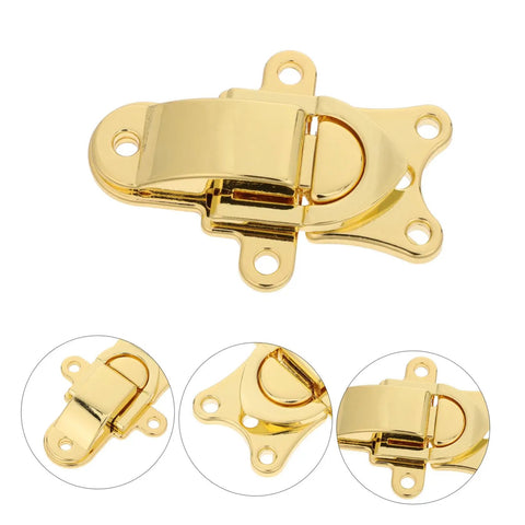 Stylish Vintage Zinc Alloy Duckbill Toggle Latch Set With All Mounting Hardware For Upgrading Wooden Jewelry Boxes And Cabinets In Super Cool Golden Finish You Will Love - Close-up view.