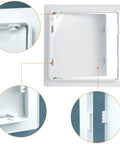 Front view of QWORK 10x10 inch white plastic drywall access panel with removable cover for plumbing and HVAC systems