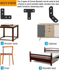 24 Pack Black Stainless Steel L Brackets And Corner Braces Kit With 88 Screws for supporting wooden desk, cabinet, and bed.