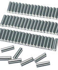 Built Tough Precision Ground 2mm X 10mm Dowel Pins 60 Pack stainless steel pegs arranged in three rows on white background.