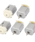 Five Pack Tiny DC 3V Vibration Motors, 5000 RPM Micro Mini Model 130, silver tone motors for toys and DIY projects.