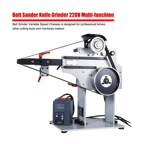 Badass 2HP Variable Speed Belt Sander And Knife Grinder Rig With Straight Frequency Drive and Steel frame for 220 Volt use.
