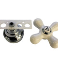 Cross-Arm Tub Shower And Sink Faucet Handle For 2-3 Handle Faucets Chrome And White Porcelain Finish Swap-In Replacement Kit