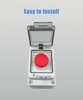 Outdoor IP67 Waterproof Emergency Stop Button With Enclosed Box 660V 10A Quick Shutoff E Stop Push Button Switch front view