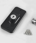 Four Pack Child Safety Locks For Cabinets And Refrigerator Doors with screws, black zinc alloy frame, close-up view