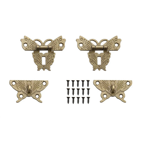 Retro Vintage Cabinet Latch Hasp Kit With Antique Padlock, includes matching screws, bronze finish latch, DIY decor