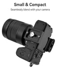 Arca Swiss Quick Release Plate Adapter Set In Lightweight Aluminum With camera attached, showing compact design and fit