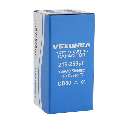Heavy Duty Round Motor Start Capacitor CD60 216-259uF 330V AC 50/60Hz packaging in blue box
