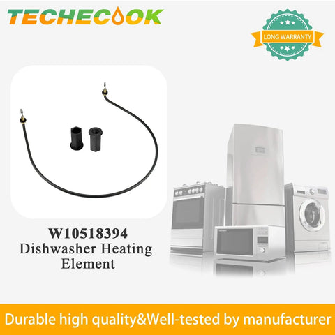 Dishwasher Heating Element For Whirlpool Kenmore Amana Maytag Flexible Bendable Metal kit with fasteners, model W10518394.