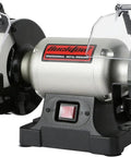 Heavy Duty 6 Inch Low Speed Bench Grinder Featuring Rock Solid Wobble Free Dual Grit Aluminum Oxide Wheels built garage ready.