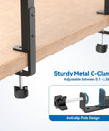 Clamp On Desk Organizer 2 Tier Above Or Under Desk Shelves With Large Capacity Tray Space Saving Phone And Tablet Holder And Headphone Hook No Drilling Desktop Storage For Office And Home metal C-clamps on wood desk