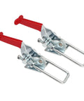 Heavy Duty U Toggle Clamps 2 Pack, 2000 Lb Capacity, Self Locking Zinc Plated Cold Rolled Steel displayed on white background