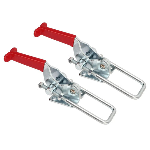 Heavy Duty U Toggle Clamps 2 Pack, 2000 Lb Capacity, Self Locking Zinc Plated Cold Rolled Steel displayed on white background