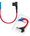Heavy Duty 14 AWG Add A Circuit Fuse Tap Adapter with ATM and Mini Fuse Holder for Automotive Cars and Motorcycles, red cable
