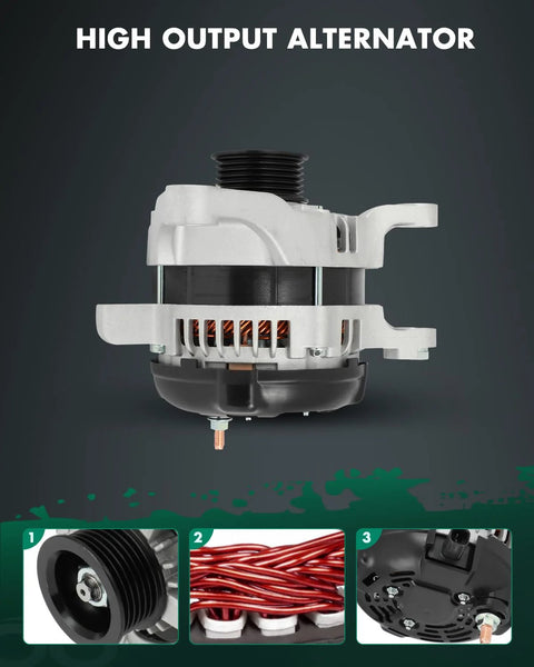 Beefed-Up 12V 150Amp High Output Alternator For Jeep Commander 5.7L 2007-2010 And Grand Cherokee 5.7L 2007-2010 With CW 6-Groove Pulley