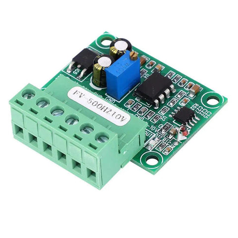 0 To 500 Hz To 0 To 10 V Frequency To Analog Converter Module For PLCs And Motion Controllers, green circuit board front view