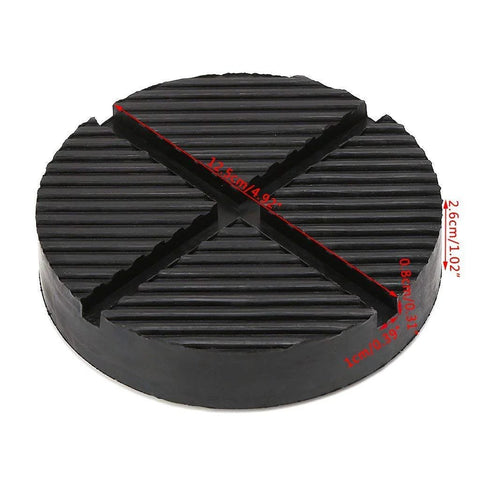 Universal round black rubber floor jack pad with ribbed surface for pinch-weld protection; 1 pack
