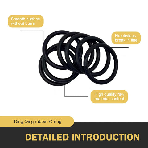Ding Qing rubber O-ring set; black nitrile O-rings in assorted sizes for automotive and plumbing repairs