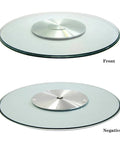 Round Tempered Glass Lazy Susan For Dining Table 31 To 43 Inch With Smooth Edges And Heavy Duty High Load Capacity, front and back view