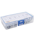 Box of 45 Piece Pro Grade AC Compressor Gasket Kit With Six Sizes Automotive Air Conditioning Port Seal Washer Set, closed view.